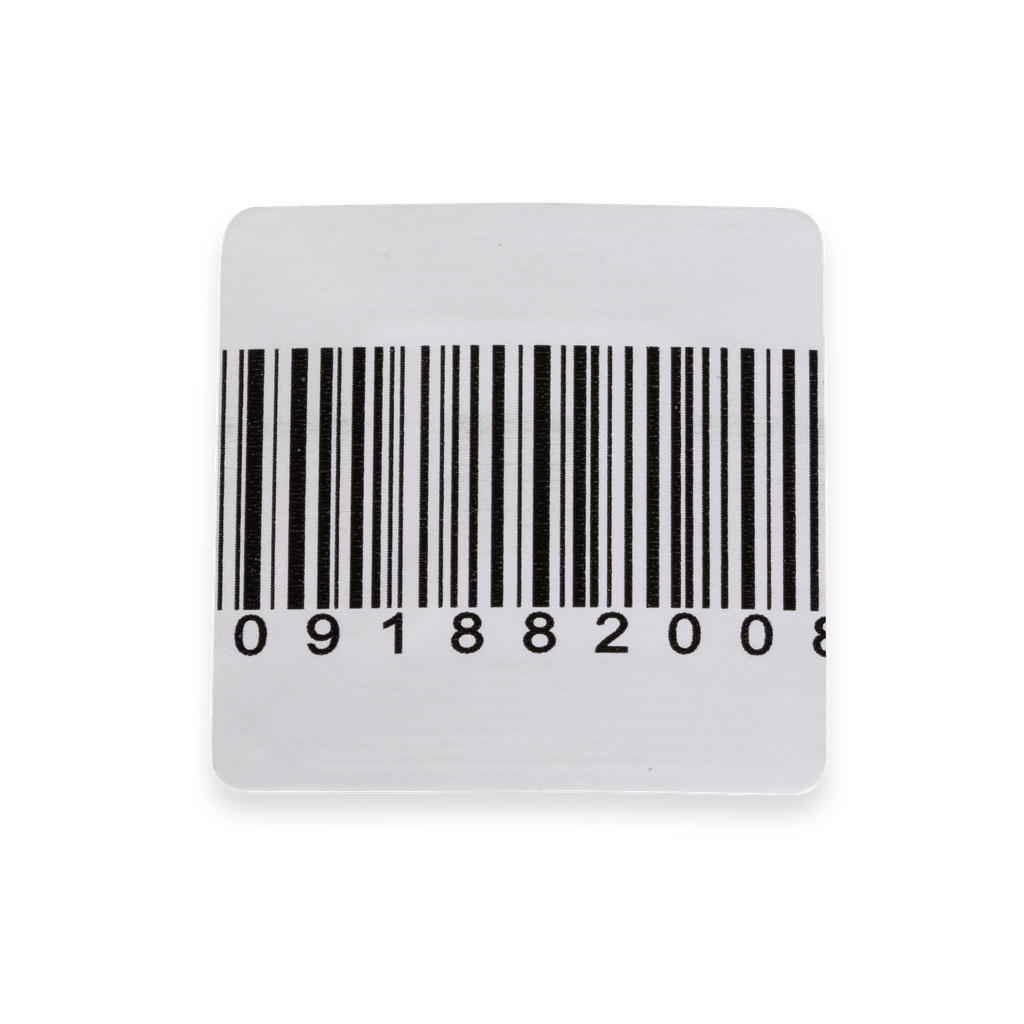 Étiquette antivol plastique blanc - Code barre